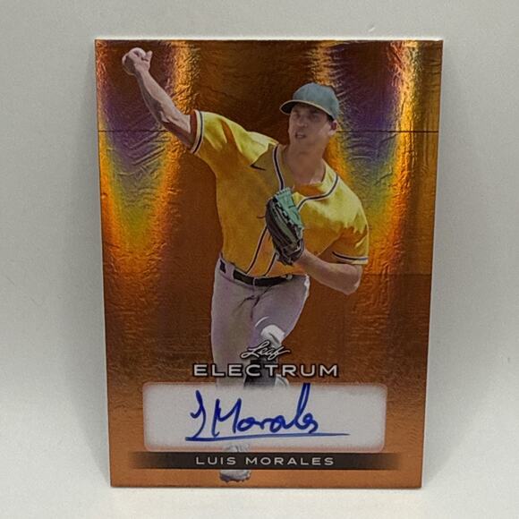 2024 Leaf Electrum ORANGE RC AUTO Luis Morales Athletics Rookie #/99 Ace MLB - Picture 1 of 2